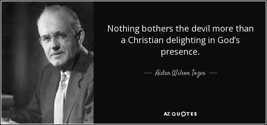 Nothing bothers the devil more than a Christian delighting in God’s presence. - Aiden Wilson Tozer