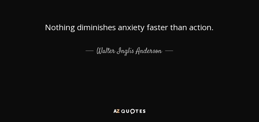 Nothing diminishes anxiety faster than action. - Walter Inglis Anderson