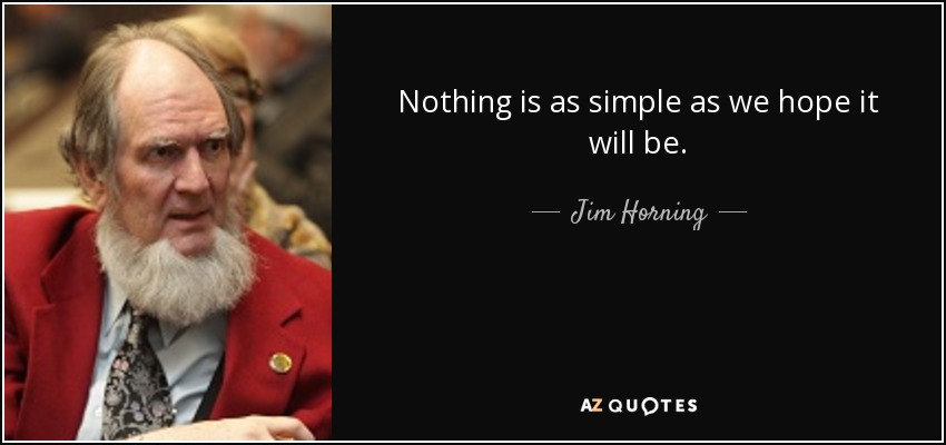 Nothing is as simple as we hope it will be. - Jim Horning
