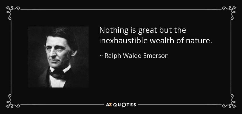 Nothing is great but the inexhaustible wealth of nature. - Ralph Waldo Emerson