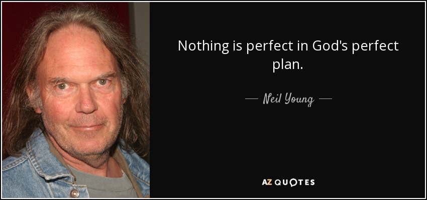 Nothing is perfect in God's perfect plan. - Neil Young