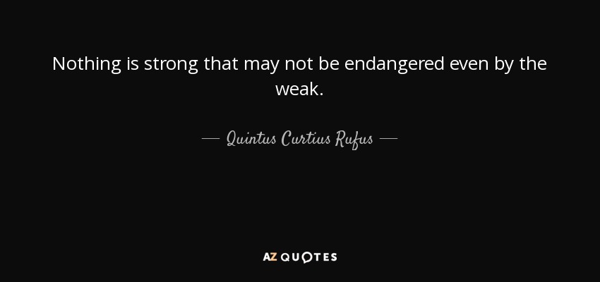 Nothing is strong that may not be endangered even by the weak. - Quintus Curtius Rufus