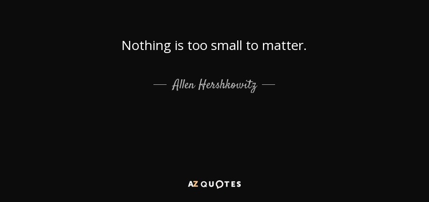 Nothing is too small to matter. - Allen Hershkowitz