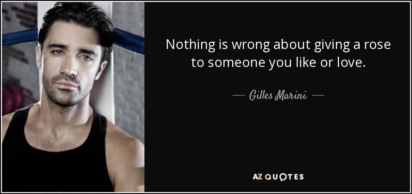 Nothing is wrong about giving a rose to someone you like or love. - Gilles Marini