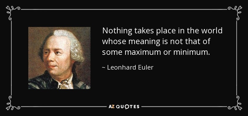 Nothing takes place in the world whose meaning is not that of some maximum or minimum. - Leonhard Euler