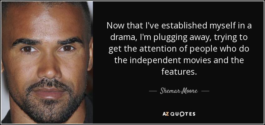 Now that I've established myself in a drama, I'm plugging away, trying to get the attention of people who do the independent movies and the features. - Shemar Moore