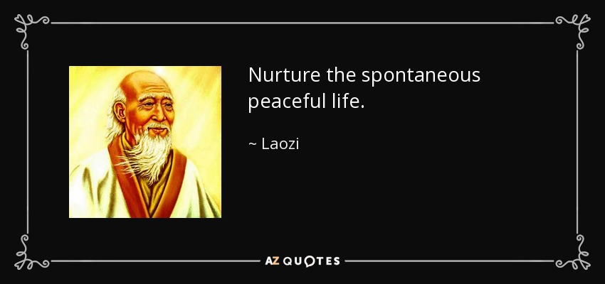 Nurture the spontaneous peaceful life. - Laozi