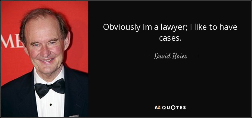 Obviously Im a lawyer; I like to have cases. - David Boies
