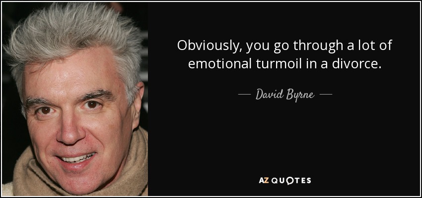 Obviously, you go through a lot of emotional turmoil in a divorce. - David Byrne
