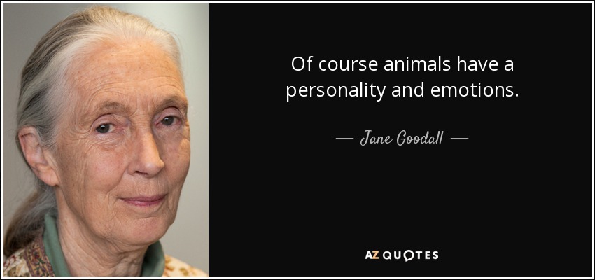 Of course animals have a personality and emotions. - Jane Goodall