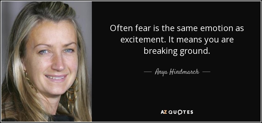 Often fear is the same emotion as excitement. It means you are breaking ground. - Anya Hindmarch