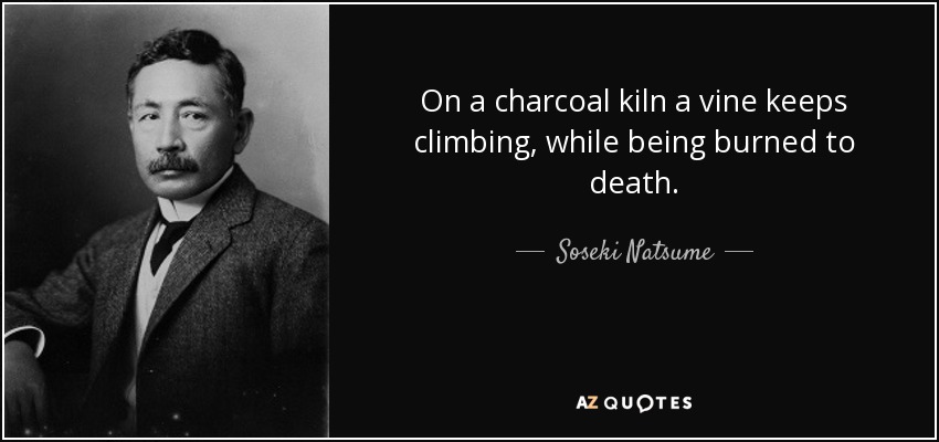 On a charcoal kiln a vine keeps climbing, while being burned to death. - Soseki Natsume