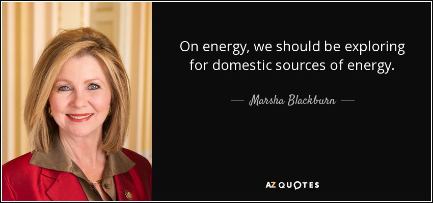 On energy, we should be exploring for domestic sources of energy. - Marsha Blackburn