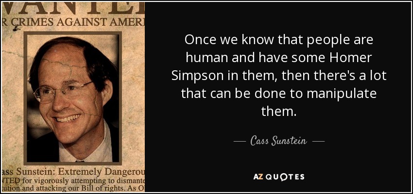 Once we know that people are human and have some Homer Simpson in them, then there's a lot that can be done to manipulate them. - Cass Sunstein