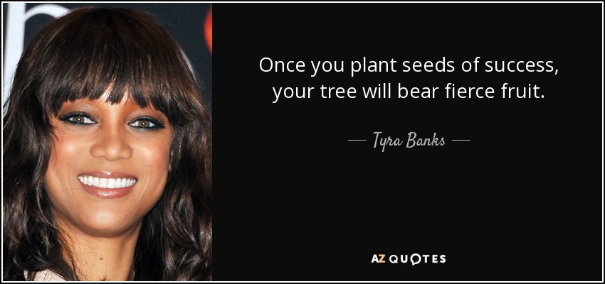Once you plant seeds of success, your tree will bear fierce fruit. - Tyra Banks