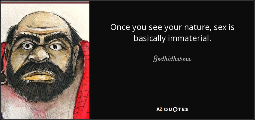 Once you see your nature, sex is basically immaterial. - Bodhidharma