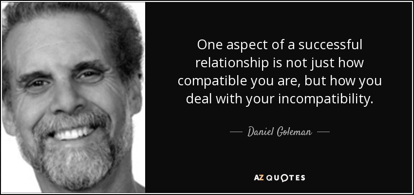 One aspect of a successful relationship is not just how compatible you are, but how you deal with your incompatibility. - Daniel Goleman