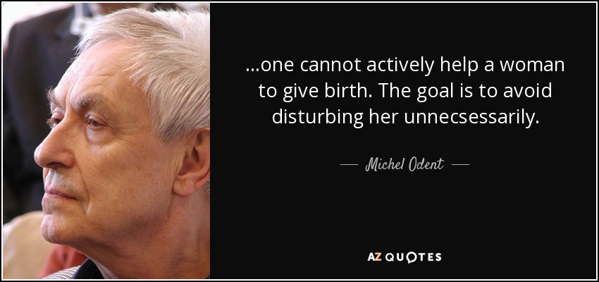 ...one cannot actively help a woman to give birth. The goal is to avoid disturbing her unnecsessarily. - Michel Odent