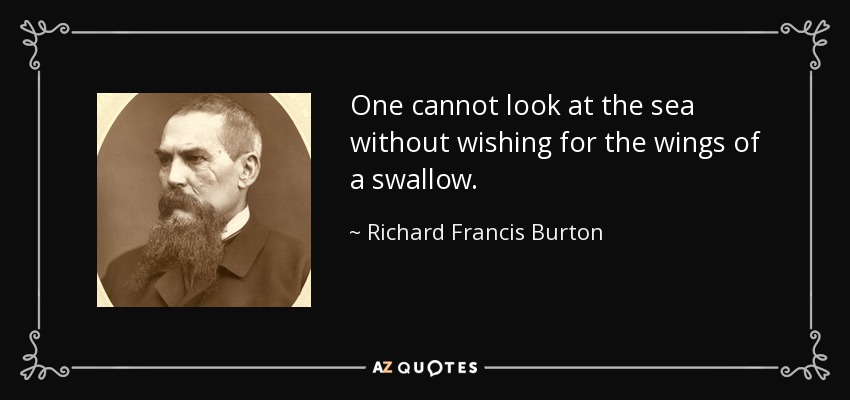 One cannot look at the sea without wishing for the wings of a swallow. - Richard Francis Burton