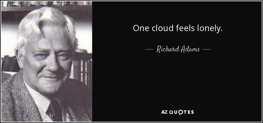 One cloud feels lonely. - Richard Adams