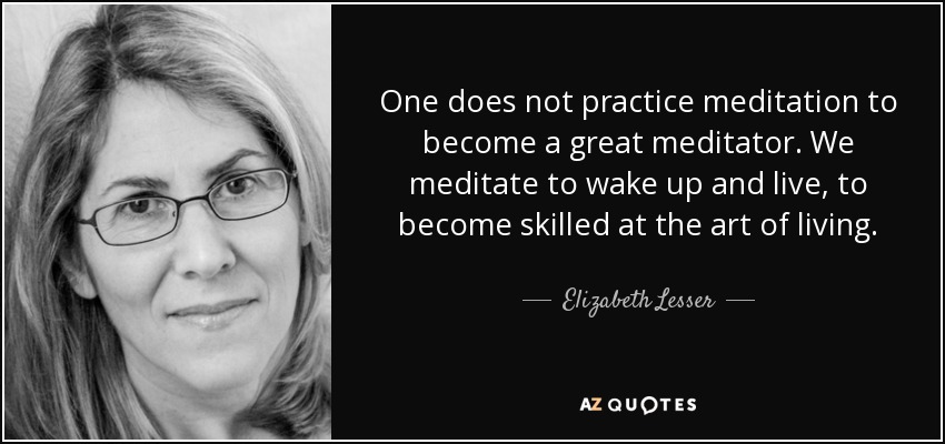 One does not practice meditation to become a great meditator. We meditate to wake up and live, to become skilled at the art of living. - Elizabeth Lesser