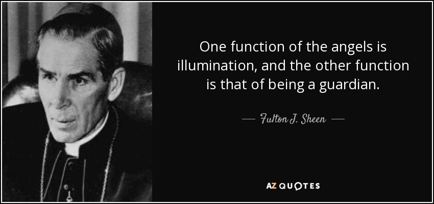 One function of the angels is illumination, and the other function is that of being a guardian. - Fulton J. Sheen