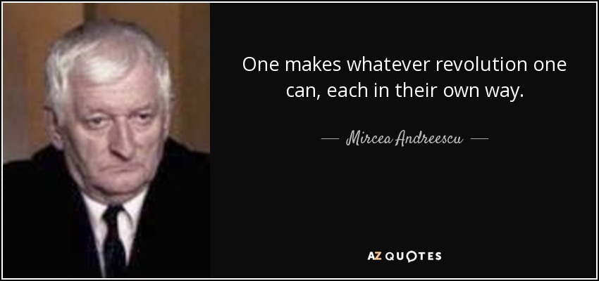 One makes whatever revolution one can, each in their own way. - Mircea Andreescu