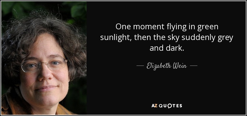 One moment flying in green sunlight, then the sky suddenly grey and dark. - Elizabeth Wein