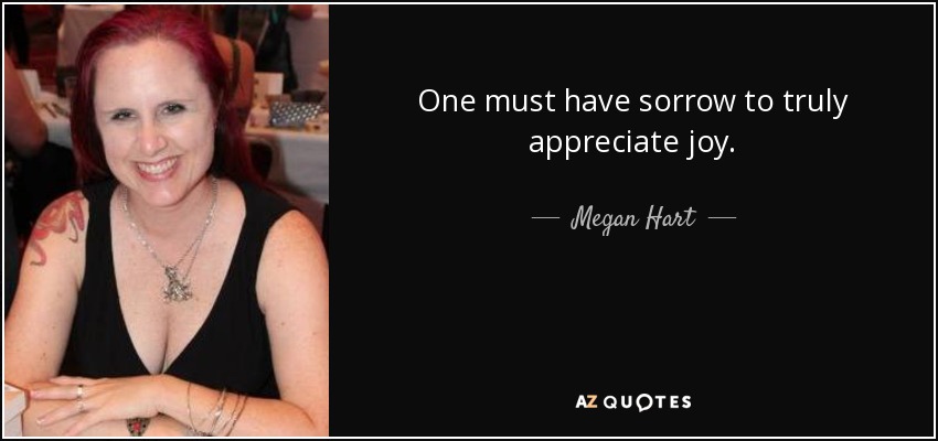 One must have sorrow to truly appreciate joy. - Megan Hart