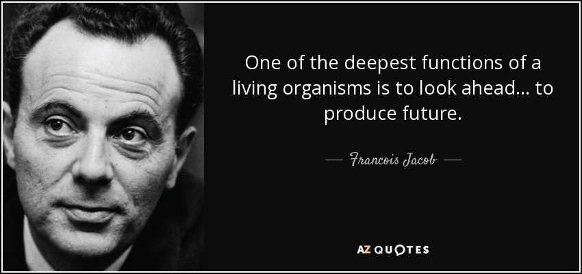 One of the deepest functions of a living organisms is to look ahead... to produce future. - Francois Jacob