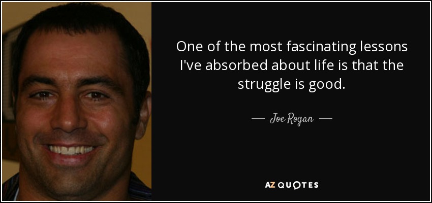 One of the most fascinating lessons I've absorbed about life is that the struggle is good. - Joe Rogan