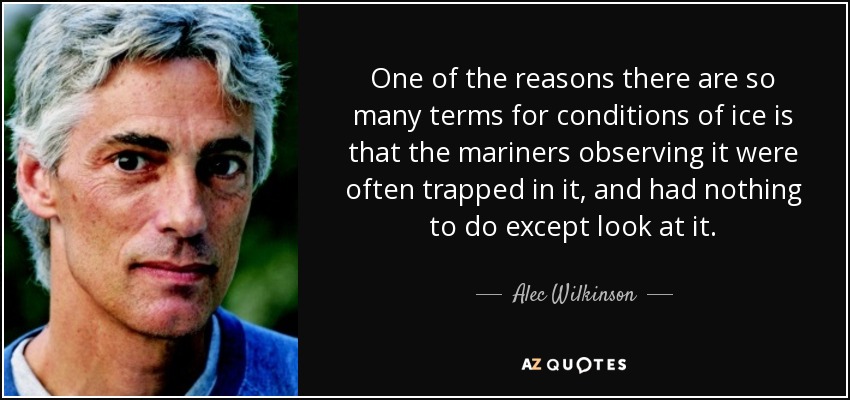 One of the reasons there are so many terms for conditions of ice is that the mariners observing it were often trapped in it, and had nothing to do except look at it. - Alec Wilkinson