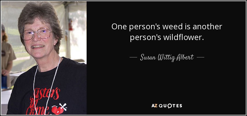 One person's weed is another person's wildflower. - Susan Wittig Albert