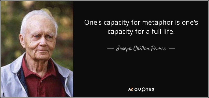 One's capacity for metaphor is one's capacity for a full life. - Joseph Chilton Pearce
