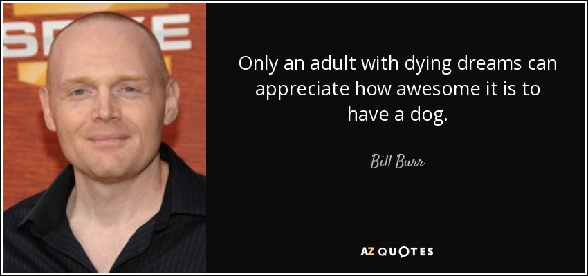 Only an adult with dying dreams can appreciate how awesome it is to have a dog. - Bill Burr