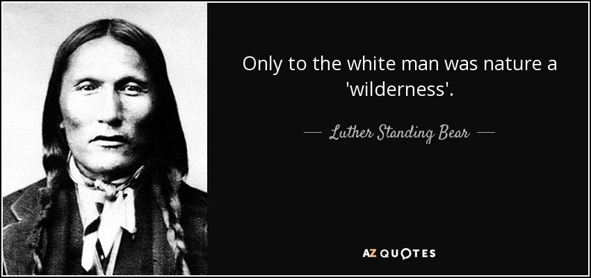 Only to the white man was nature a 'wilderness'. - Luther Standing Bear