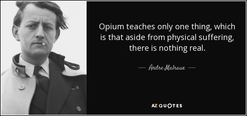 Opium teaches only one thing, which is that aside from physical suffering, there is nothing real. - Andre Malraux