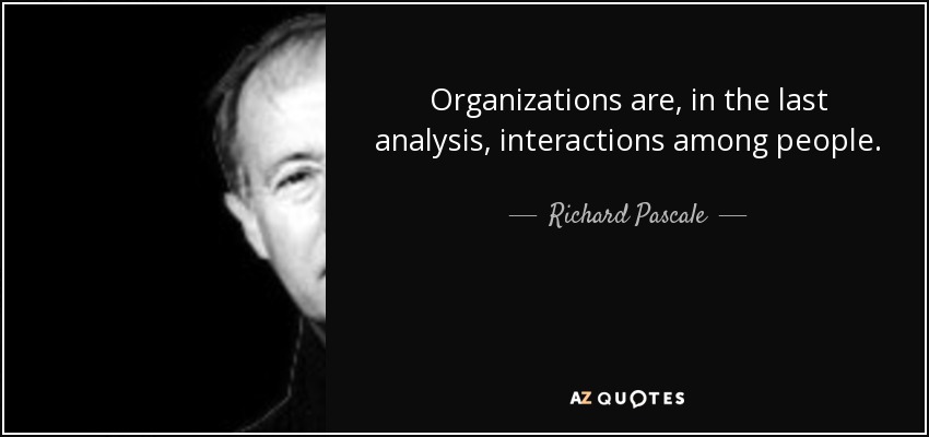 Organizations are, in the last analysis, interactions among people. - Richard Pascale