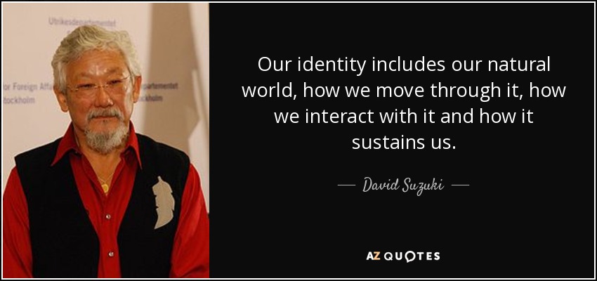 Our identity includes our natural world, how we move through it, how we interact with it and how it sustains us. - David Suzuki