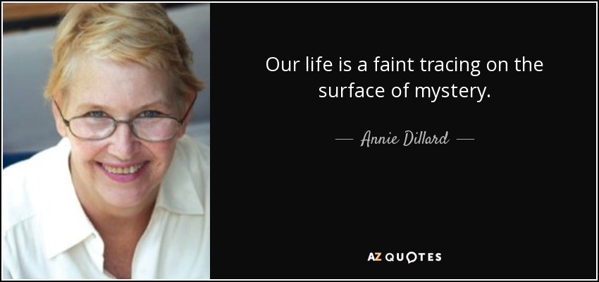Our life is a faint tracing on the surface of mystery. - Annie Dillard