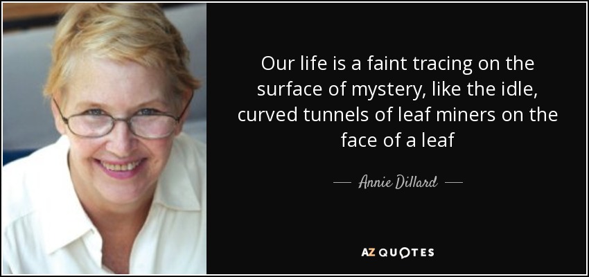 Our life is a faint tracing on the surface of mystery, like the idle, curved tunnels of leaf miners on the face of a leaf - Annie Dillard