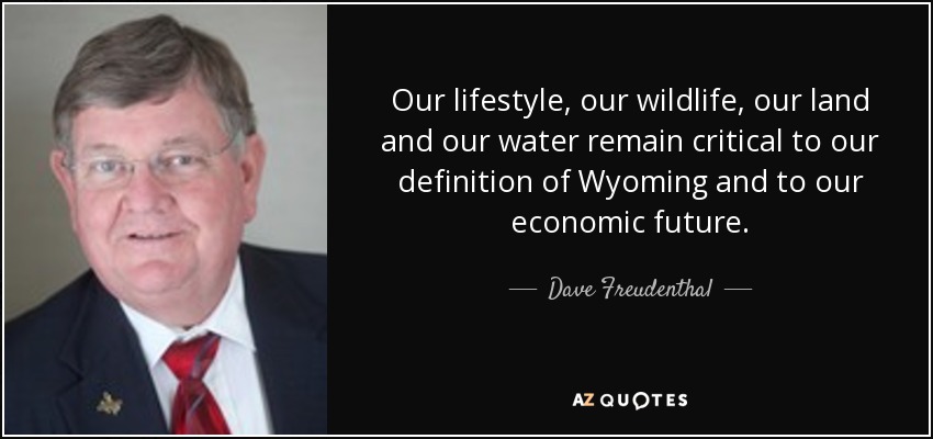 Our lifestyle, our wildlife, our land and our water remain critical to our definition of Wyoming and to our economic future. - Dave Freudenthal