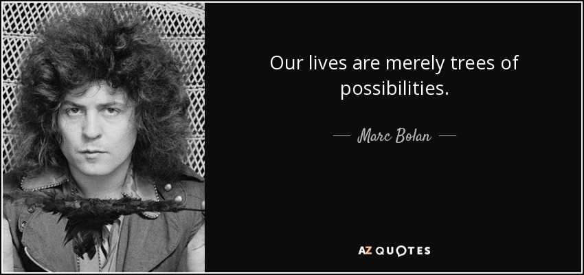Our lives are merely trees of possibilities. - Marc Bolan