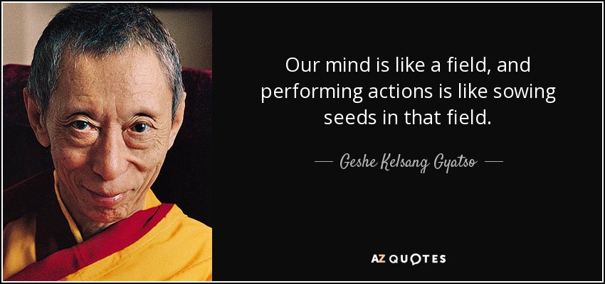 Our mind is like a field, and performing actions is like sowing seeds in that field. - Geshe Kelsang Gyatso