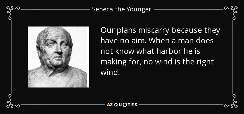 Our plans miscarry because they have no aim. When a man does not know what harbor he is making for, no wind is the right wind. - Seneca the Younger