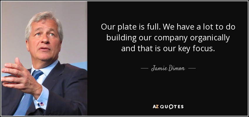 Our plate is full. We have a lot to do building our company organically and that is our key focus. - Jamie Dimon