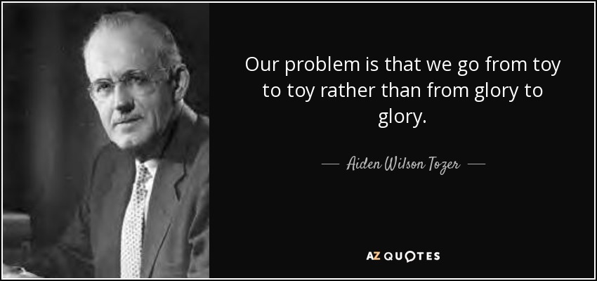Our problem is that we go from toy to toy rather than from glory to glory. - Aiden Wilson Tozer