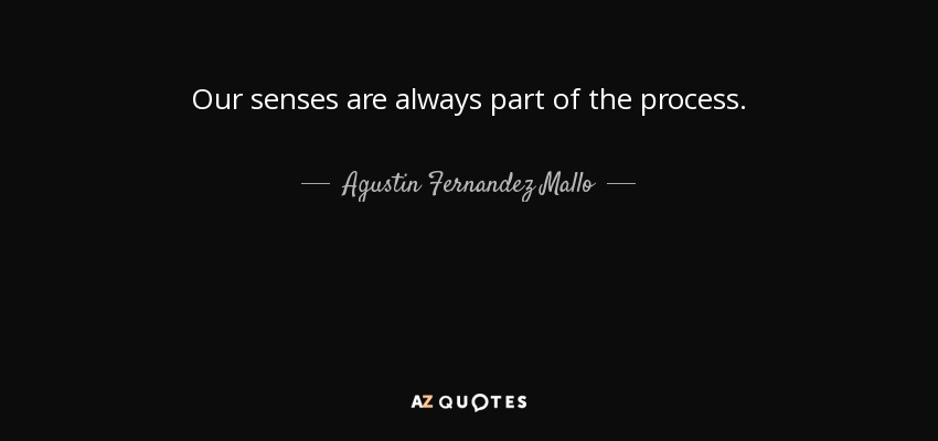 Our senses are always part of the process. - Agustin Fernandez Mallo
