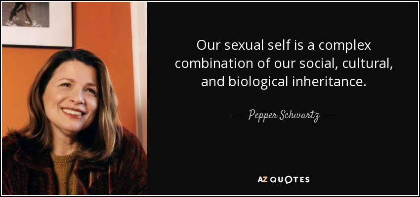 Our sexual self is a complex combination of our social, cultural, and biological inheritance. - Pepper Schwartz