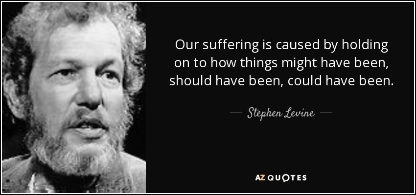 Our suffering is caused by holding on to how things might have been, should have been, could have been. - Stephen Levine